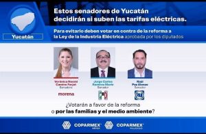 Advierten a senadores yucatecos que voten a favor del pueblo y no del alza de tarifas eléctricas