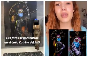 Artista denuncia que en el AIFA usaron sus desnudos sin autorización en los baños