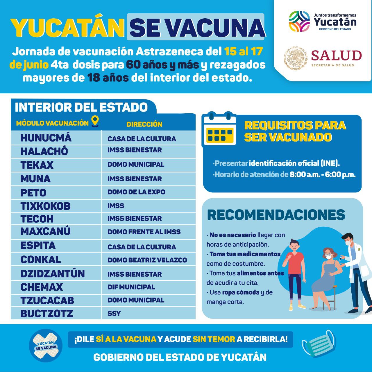 Nueva jornada de vacunación para aplicación de dosis de refuerzo de la vacuna contra el Coronavirus para adultos mayores de 14 municipios