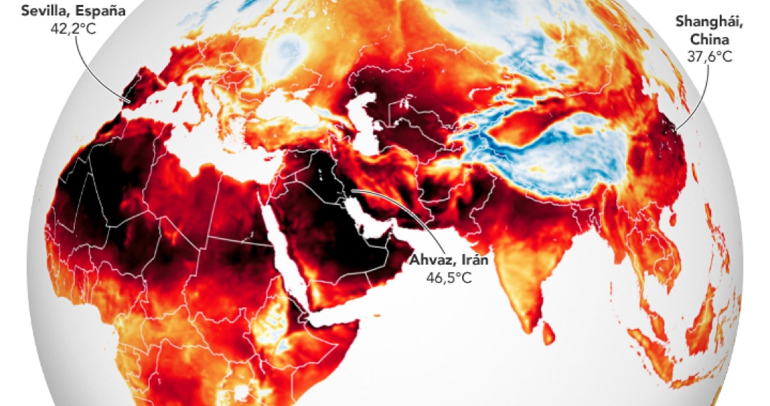 La NASA comparte un mapa de los países más calientes 