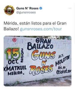 Guns N’ Roses confirma en sus redes sociales su presentación  en Mérida en octubre  