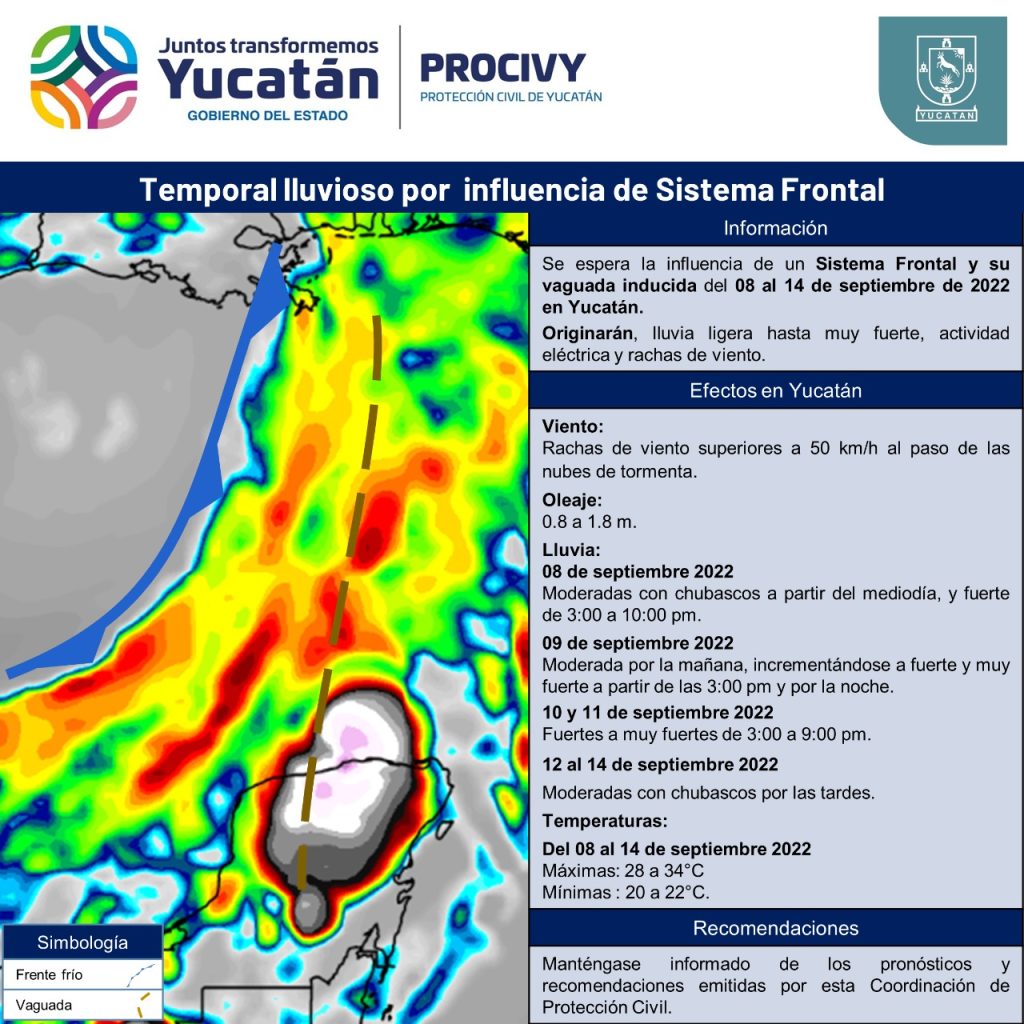 Advierte  Procivy que viene una semana lluviosa en Yucatán