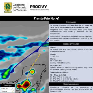 El frente frío 9 traerá varios días de lluvias y frío en Yucatán