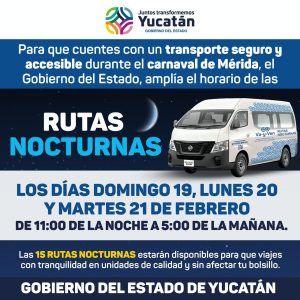 Rutas Nocturnas extenderán sus servicios el domingo, lunes y martes de Carnaval