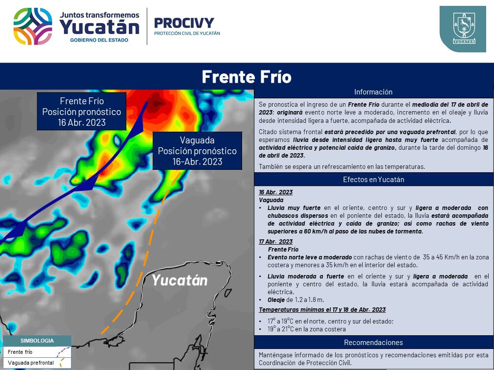 Este domingo inician primeros efectos del frente frío