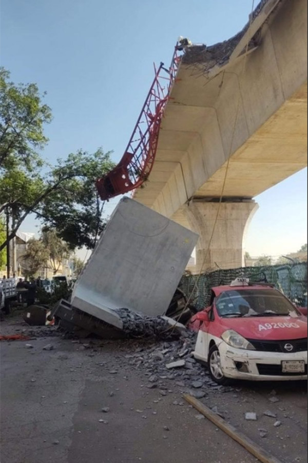 Se desploma una estructura en la vía elevada del Tren México-Toluca